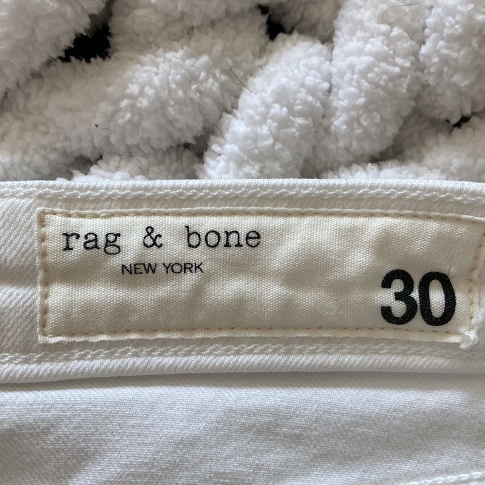Rag&Bone Womens Distressed Dre Low-Rise Ankle Slim Boyfriend White Jeans Size 30 - Picture 8 of 11